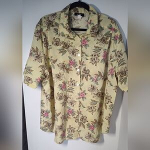 Vintage Floral Short Sleeve Button-Up Shirt Size 20 #415